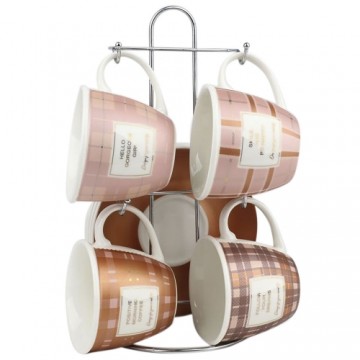Набор из кофейных чашек DKD Home Decor Розовый Коричневый Фарфор Bone China (210 ml)