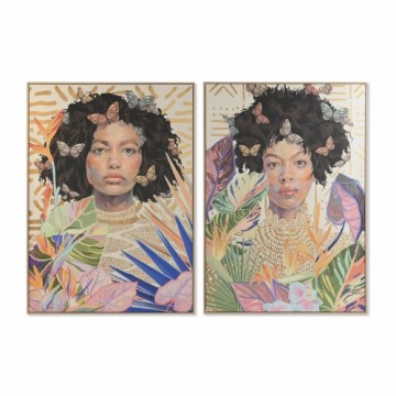 Glezna DKD Home Decor Koloniāls Āfrikas sieviete (100 x 4 x 140 cm) (2 gb.)