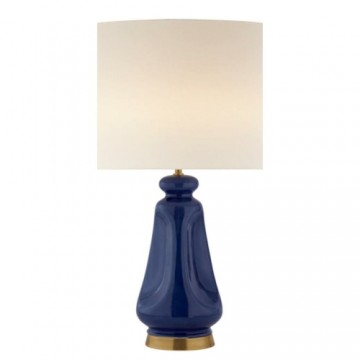 Galda lampa DKD Home Decor Porcelāns Bēšs Poliesters Tumši Zils Moderns (35 x 35 x 64 cm)