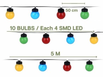 LED spuldzīšu virtene COLOURED-10