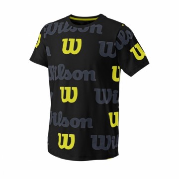 Wilson ZĒNU T-KREKLS ALL OVER LOGO TECH TEE BLACK