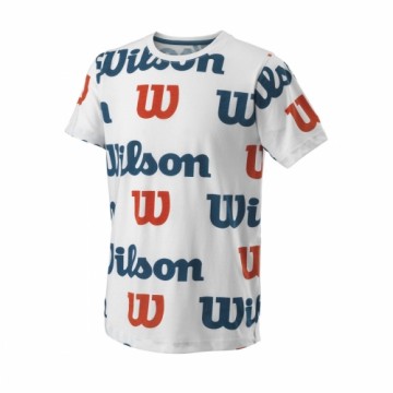 Wilson ZĒNU T-KREKLS ALL OVER LOGO TECH TEE WHITE