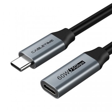 Cabletime Кабель USB 3.0 Type-C (M) - USB Type-C (F), 5Gbps, 60W, 4K/60Hz, 0.5m