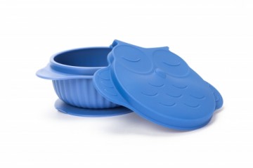 INNOGIO snack bowl with lid GIOfresh OWL, blue, 6m +, GIO-910BLUE