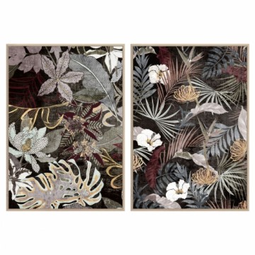 Картина DKD Home Decor Листья Тропический Лист растения (83 x 4,5 x 123 cm) (2 штук)
