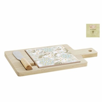 поднос для закусок DKD Home Decor 3 Предметы Бамбук Керамика (21,5 x 11,8 x 1,5 cm)