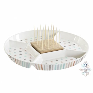 Snack tray DKD Home Decor 23,5 x 23,5 x 3 cm Multicolour Stoneware