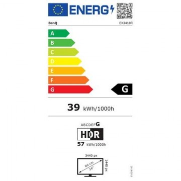 Benq Curved Monitor EX3410R 34 ", VA, WQHD, 3440 x 1440, 21:9, 2 ms, 400 cd/m², 60 Hz, HDMI ports quantity 2