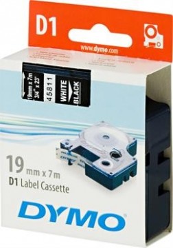 D1, žymėjimo juosta, 19mm, baltas tekstas ant juodo juostos, 7m - 45811 DYMO / S0720910