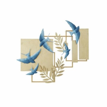 Настенный декор DKD Home Decor Синий Позолоченный Металл Птица Glamour (84,5 x 8,3 x 72,4 cm)