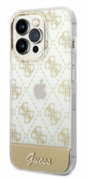 Guess  
         
       iPhone 14 Pro Max PC/TPU Peony Glitter Script Logo Case 
     Gold