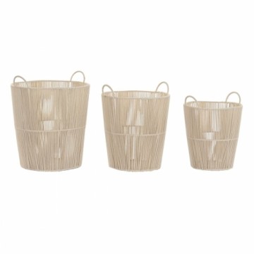 Basket set DKD Home Decor Beige Metal 42 x 42 x 51 cm 3 Pieces