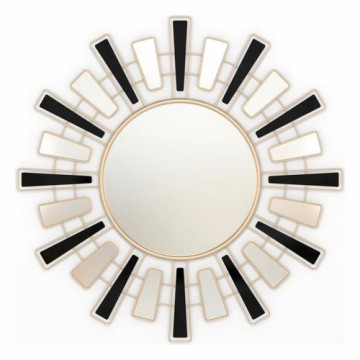 Wall mirror DKD Home Decor Black Golden Metal Crystal 80 x 2 x 80 cm