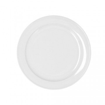 Flat plate Bidasoa Glacial Ceramic White (24 cm) (Pack 6x)