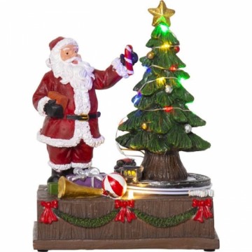 Dekors Santa+tree BO 13LED 14x18.5x10cm