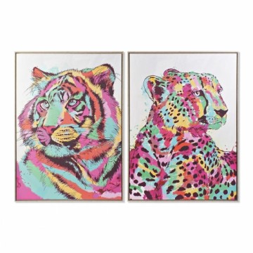 Painting DKD Home Decor 104 x 4,5 x 143,5 cm Tiger Modern (2 Units)