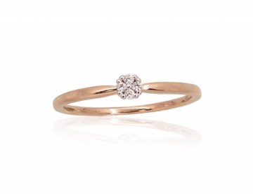 Золотое кольцо #1101114(Au-R+PRh-W)_DI, Красное Золото	585°, родий (покрытие) , Бриллианты (0,04Ct), Размер: 17, 1.47 гр.