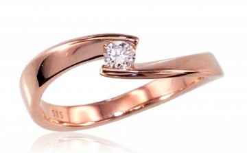 Золотое кольцо #1100382(Au-R)_DI, Красное Золото	585°, Бриллианты (0,13Ct), Размер: 17.5, 2.64 гр.