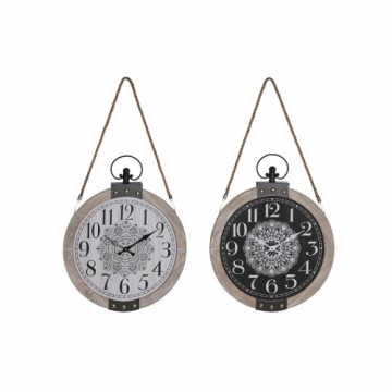 Настольные часы DKD Home Decor Чёрный Белый Железо Mandala Деревянный MDF (40 x 6,5 x 46 cm) (2 штук)