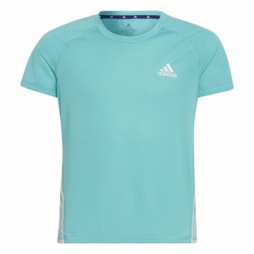 Krekls ar Īsām Piedurknēm Bērniem Adidas Aeroready Three Stripes Aquamarine