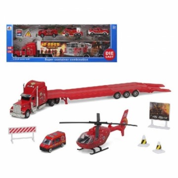 Bigbuy Fun Playset Super Container Fire Automašīnu Pārvadātājs