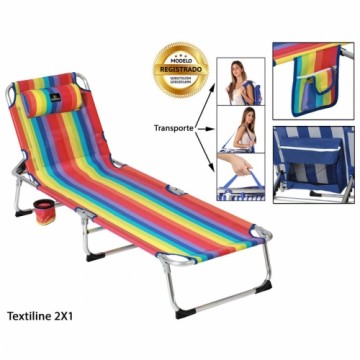 Bigbuy Outdoor Шезлонг Textiline Daudzkrāsains 185 x 57 x 26 cm