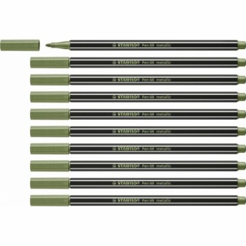 Фетр Stabilo Pen 68 metallic Leaf Зеленый 10 штук