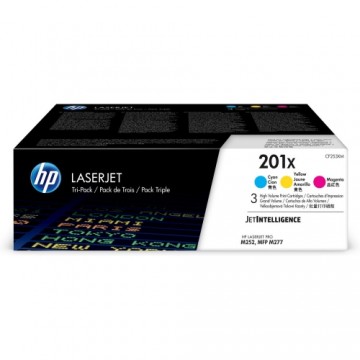 Toneris HP Paquete de 3 cartuchos de tóner cian/magenta/amarillo Originales HP LaserJet 201X de alta capacidad Trīskrāsu