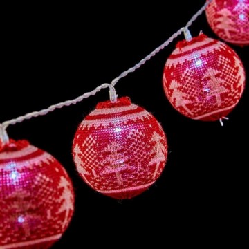 Krist+ Светодиодная гирлянда из шариков 2 m Новогодняя ёлка Ø 6 cm Красный Белый
