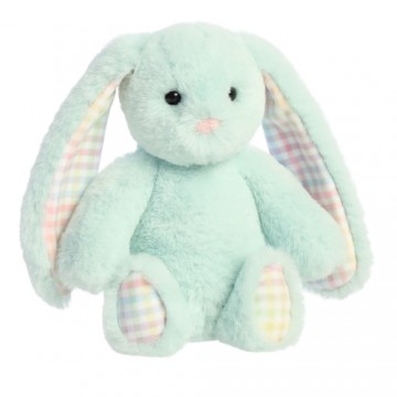 Aurora Plush AURORA Rainbow Gingham Bunnies Плюшевый голубой заяц 18 см