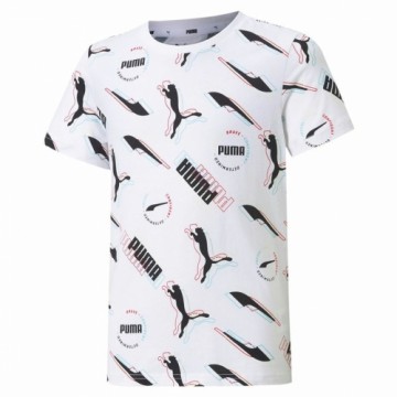 Child's Short Sleeve T-Shirt Puma AOP White