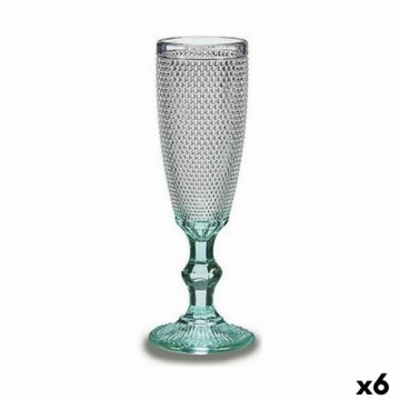 Champagne glass Points Transparent Turquoise Glass 6 Units (185 ml)