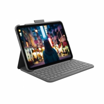 iPad Vāciņš + Tastatūra Logitech Spāņu Qwerty Pelēks