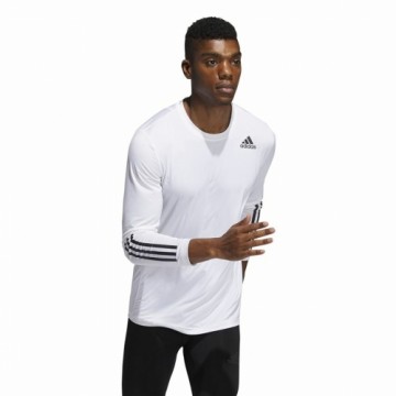 Men’s Short Sleeve T-Shirt Adidas Techfit Fitted 3 Bandas White