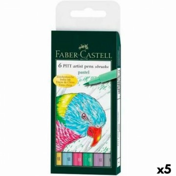 Flomasteru Komplekts Faber-Castell Pitt Artist Atvejis Pīrāgs 5 gb.