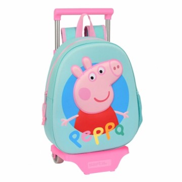 Школьный рюкзак с колесиками Peppa Pig бирюзовый (27 x 32 x 10 cm)