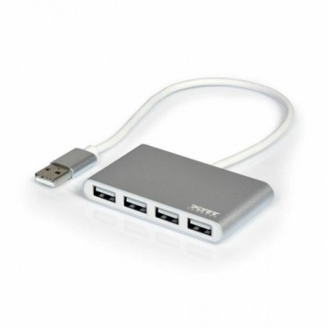 4-Port USB Hub Port Designs 900120 Sudrabains