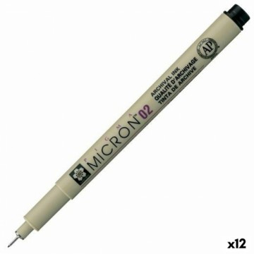 Felt-tip pens Talens Sakura Pigma Micron 02 Black (12 Units)