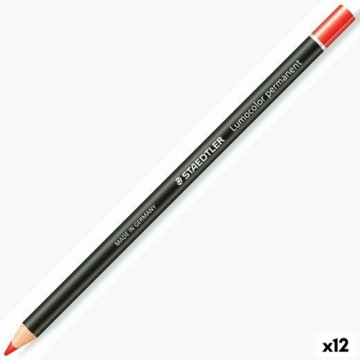 Карандаши Staedtler Lumocolor Permanent Glasochrom постоянный Красный Деревянный (12 штук)