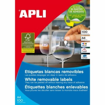 Adhesive labels Apli 100 Sheets 210 x 148 mm White