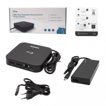 USB-C Dual Display Docking Station Power Delivery 65W + i-tec Universal Charger 77W