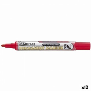 Постоянный маркер Pentel NLF50 Красный 12 штук