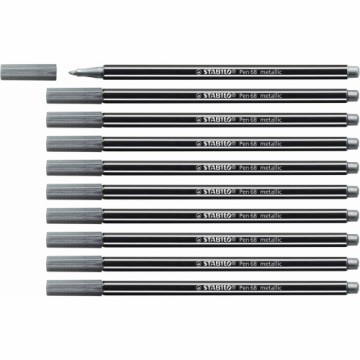 Marķieris Stabilo Pen 68 metallic Sudrabains 10 gb.