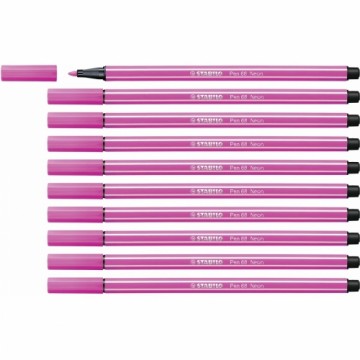 Фетр Stabilo Pen 68 Флюоресцентный Розовый 10 штук