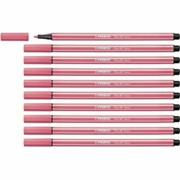 Фетр Stabilo Pen 68 Fluor Флюоресцентный Красный 10 штук