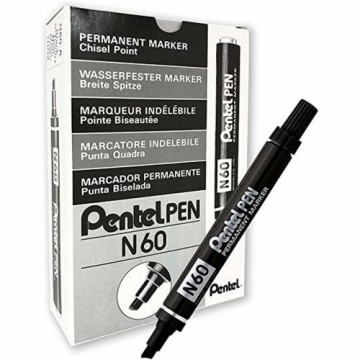 Постоянный маркер Pentel N60 Чёрный Алюминий 12 штук