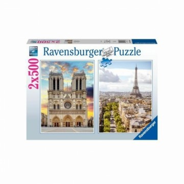 Puzle un domino komplekts Ravensburger Paris & Notre Dame 2 x 500 Daudzums