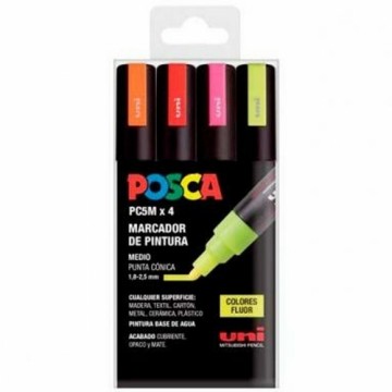 Marķieru komplekts POSCA PC-5M Fluor 4 Daudzums