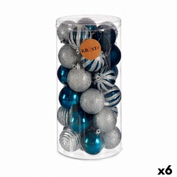 Krist+ Christmas Balls Set Sudrabains Zils Plastmasa (Ø 6 cm) (6 gb.)