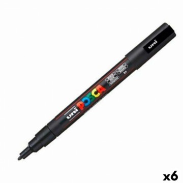 Фломастер POSCA PC-3M Чёрный (6 штук)